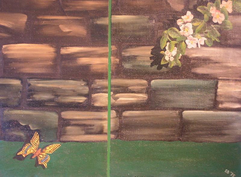 Frühlingsmauer, 1975, Öl-Leinen, 2x 40x60.jpg